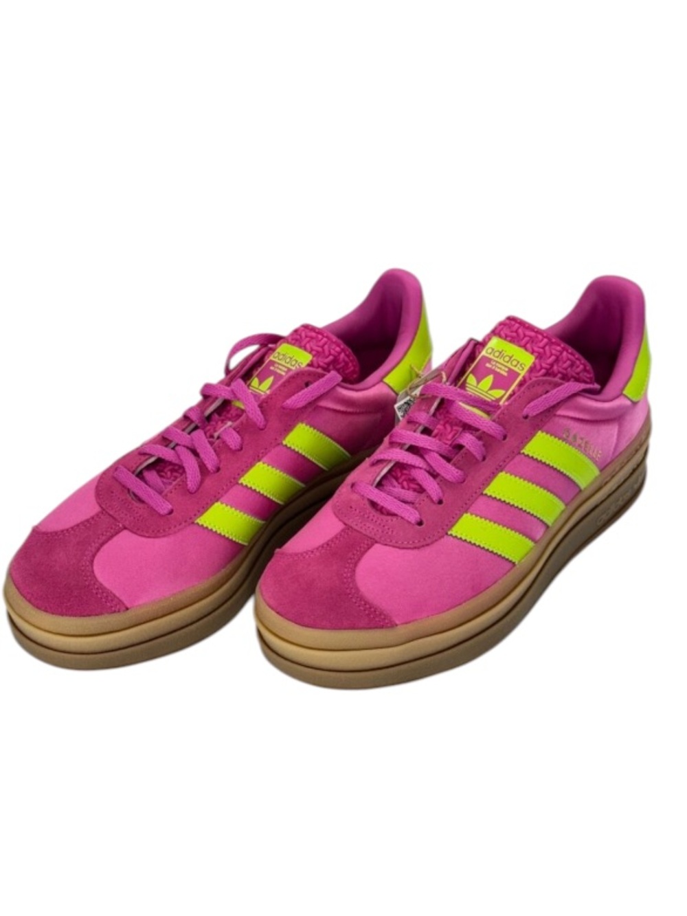 NEW! Adidas Gazelle Bold in Semi Lucid Fuchsia Solar Slime Satin